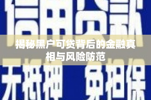 昭平揭秘黑户可贷背后的金融真相与风险防范