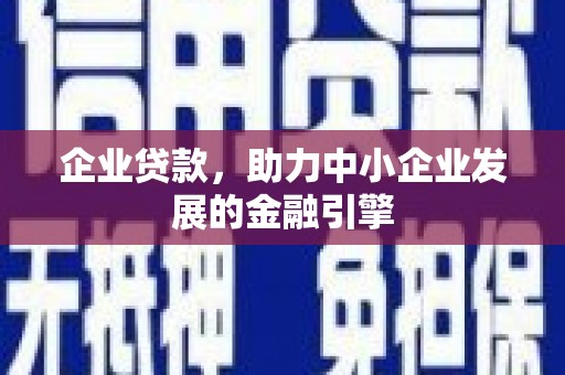 昭平企业贷款，助力中小企业发展的金融引擎