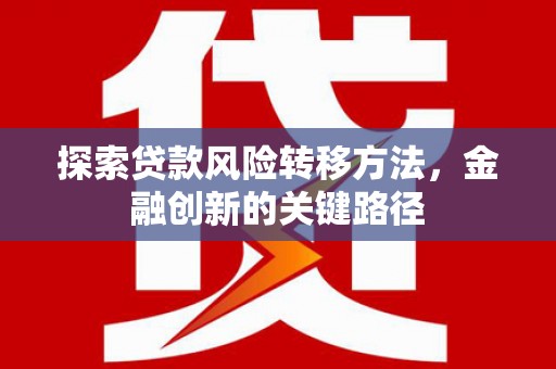 昭平探索贷款风险转移方法，金融创新的关键路径