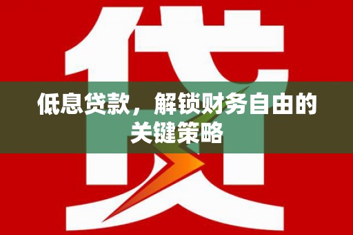 昭平低息贷款，解锁财务自由的关键策略