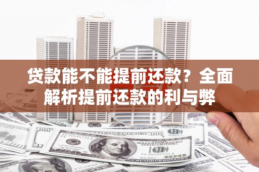 昭平贷款能不能提前还款？全面解析提前还款的利与弊